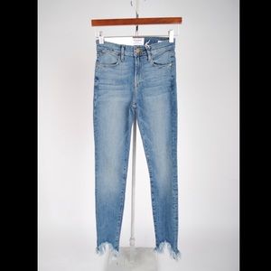 Frame Denim Le High Skinny Jeans w/Uneven Hem